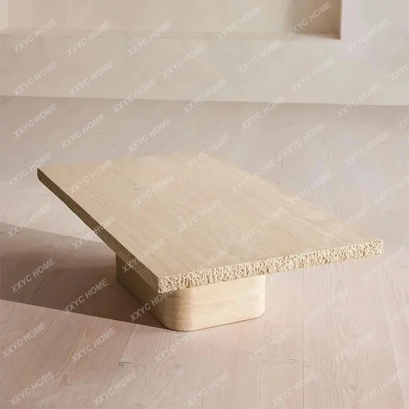 H Natural travertine coffee table designer wabi-sabi living room medieval coffee table