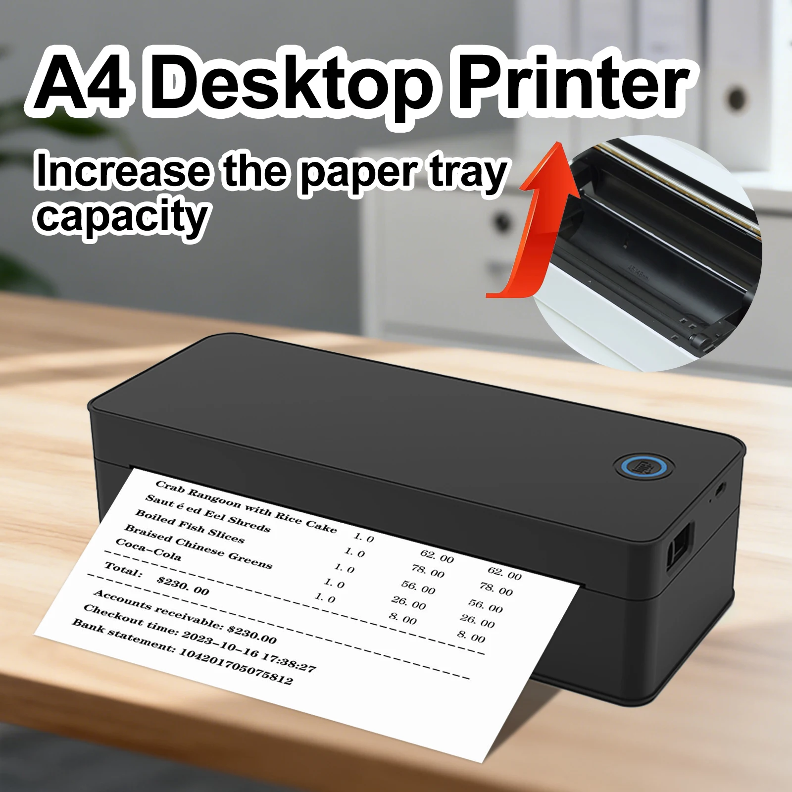 

Portable A4 Thermal Printer A4/A5 Thermal Paper Picture Printing Machine Inkless Bluetooth Desktop HD Printer For Office Home