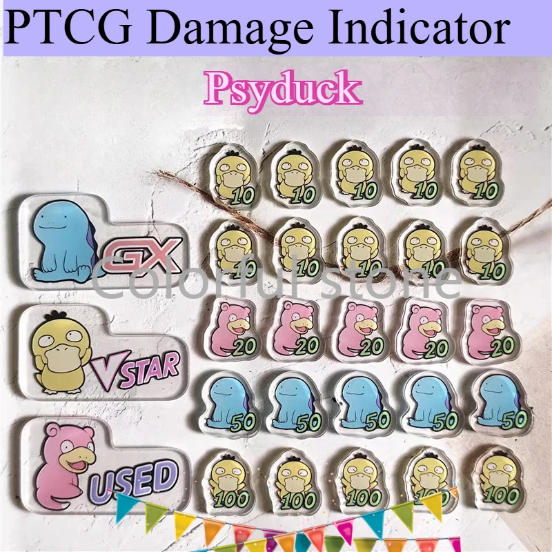 

PTCG Pokemon Anime Character Psyduck Match Scoring Damage Counter Damage Indicator Used Vstar GX Board Include Box Toy Gift