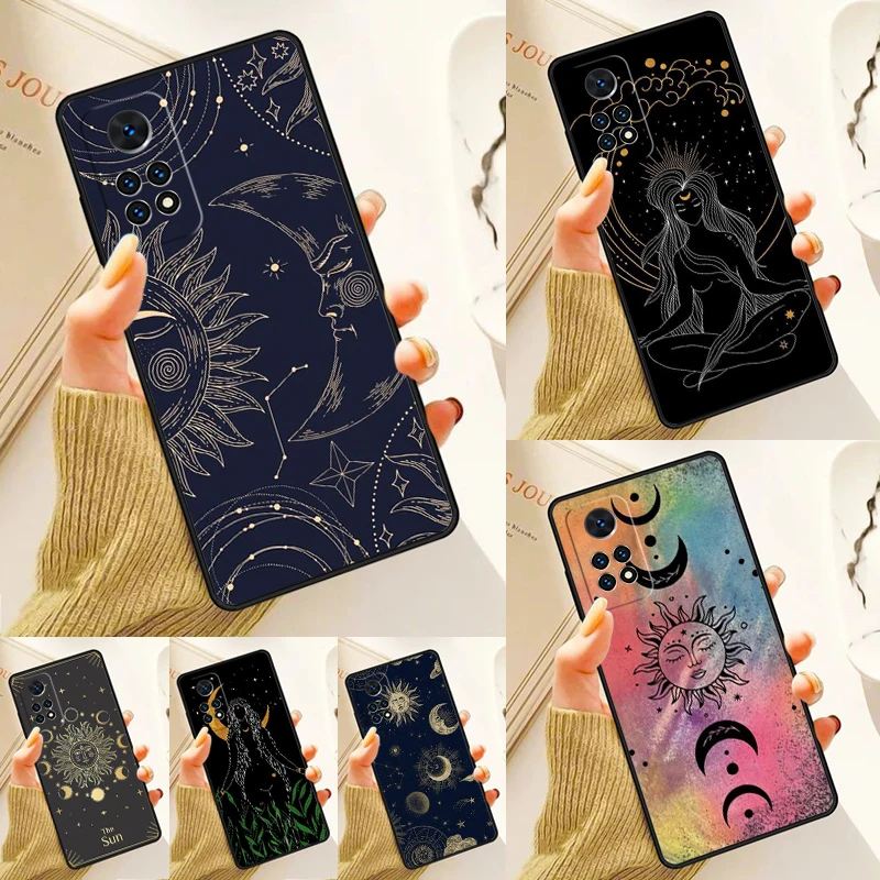 

Crescent Moon Tarot Stars Sun Case For Samsung Galaxy S24 Plus S23 S20 S21FE Lite S22 Ultra Note 20 S8 S9 S10 Phone Coque