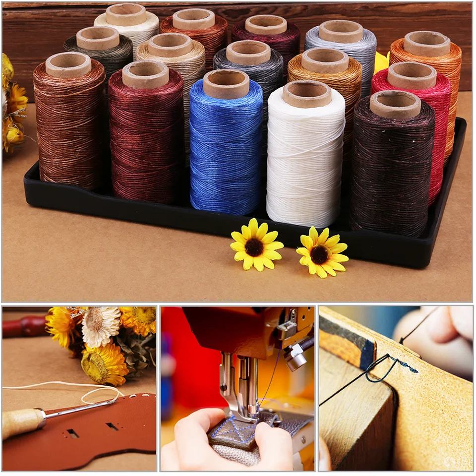 KRABALL 284 Yards Waxed Thread 150D Leather Sewing Waxed Book Binding Thread Cord for Leather Craft DIY Repairing Jewelry Making