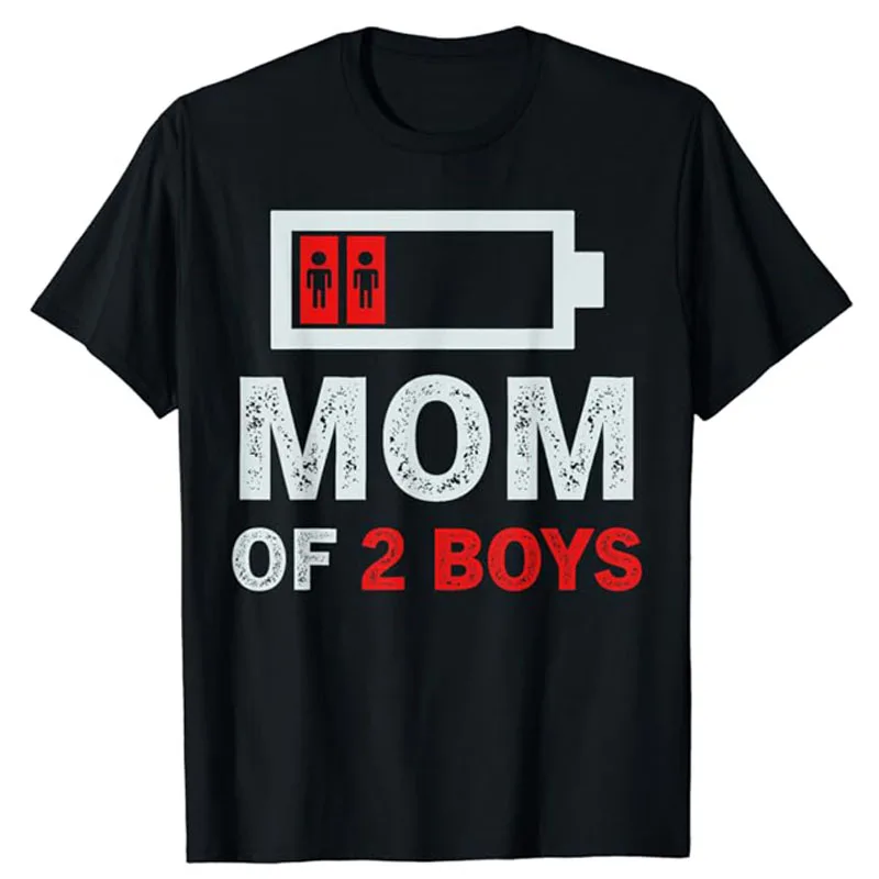 

MOM OF 2 BOYS Shirt From Son Mothers Day Birthday Women T-Shirt Mama Gift Humor Funny Letter Print Mommy Saying Tee Fashion Tops