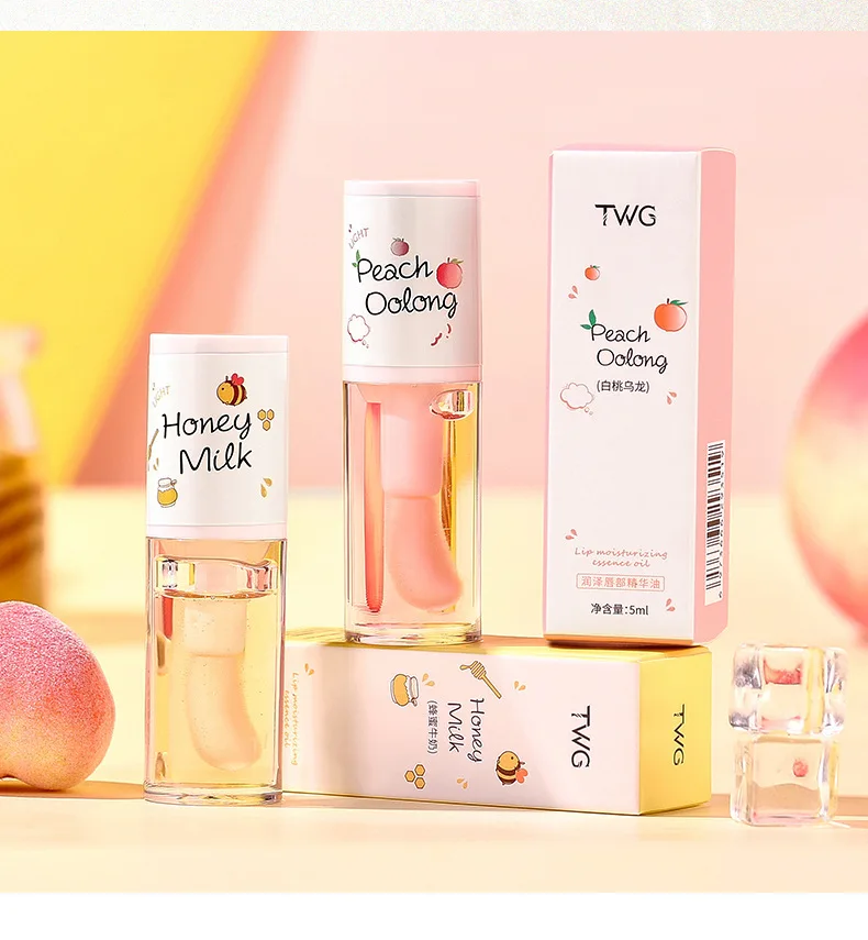 TWG Moisturizing Lip Essence Oil White Peach Oolong Honey Milk Transparent Lip Oil Wholesale for Male and Female Students