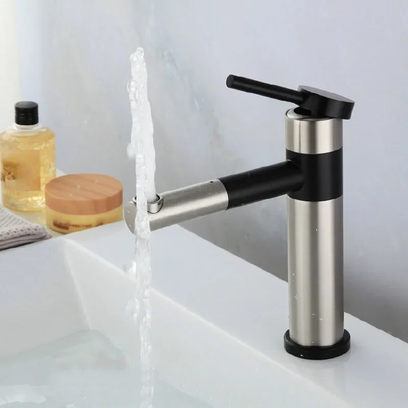 

Bathroom Basin Faucet Hot and Cold Mixer Tall Sink Vessel Tap 360 Degree Rotate Stainless Steel Bathroom Lavotory Sink Faucets