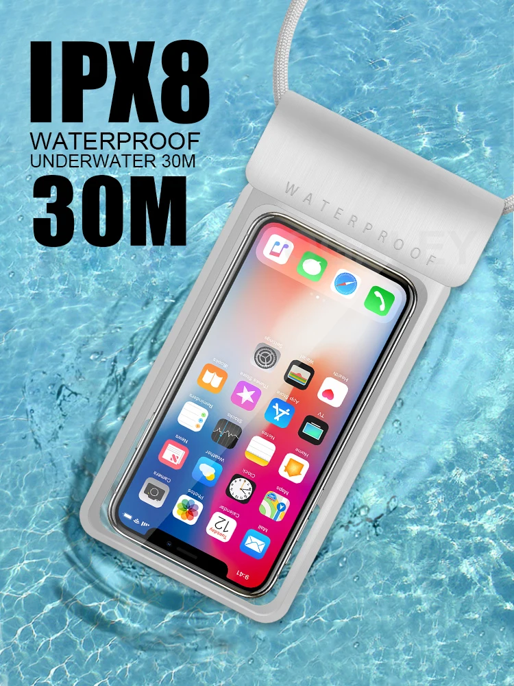 50pcs IP68 Universal Waterproof Case For iPhone 12 11 Pro Max Xr 7 Huawei Xiaomi Redmi Samsung Case Water Proof Bag Phone Cover