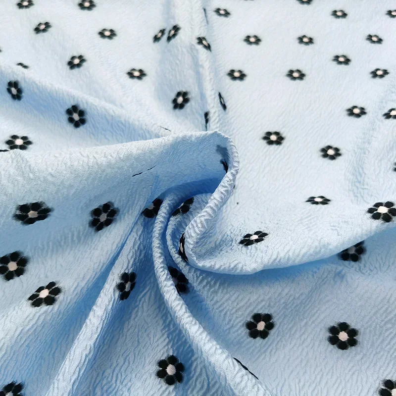 الأورجانزا الجاكار النسيج الربيع الصيف الطازجة فلوريت فستان شفاف قليلا موضة العلامة التجارية الأوروبية تصميم خياطة القماش بالجملة #2