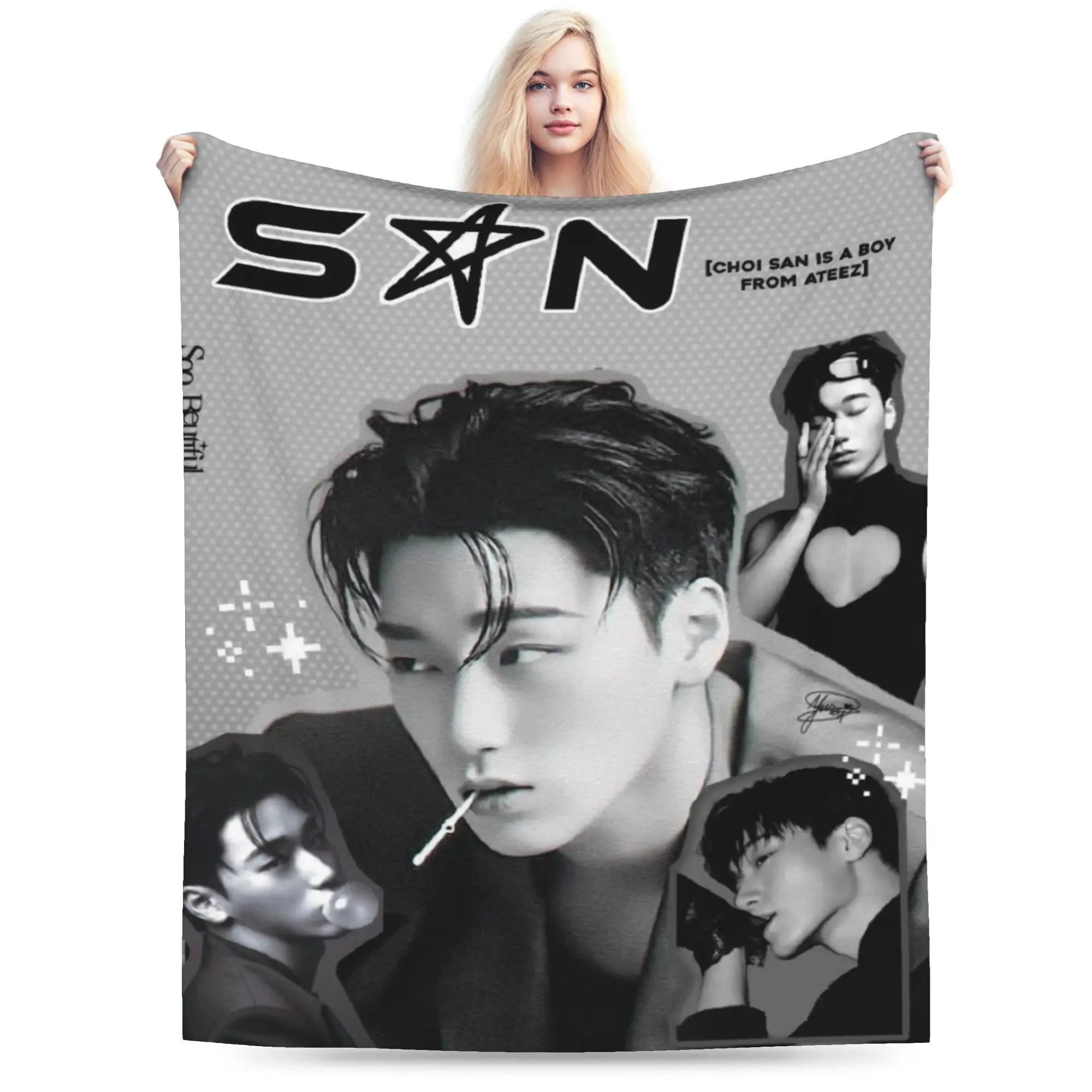 choi san bad ateezs Stuff Blanket Super Soft Fleece  Throw Blanket Comfortable Bedding Throws