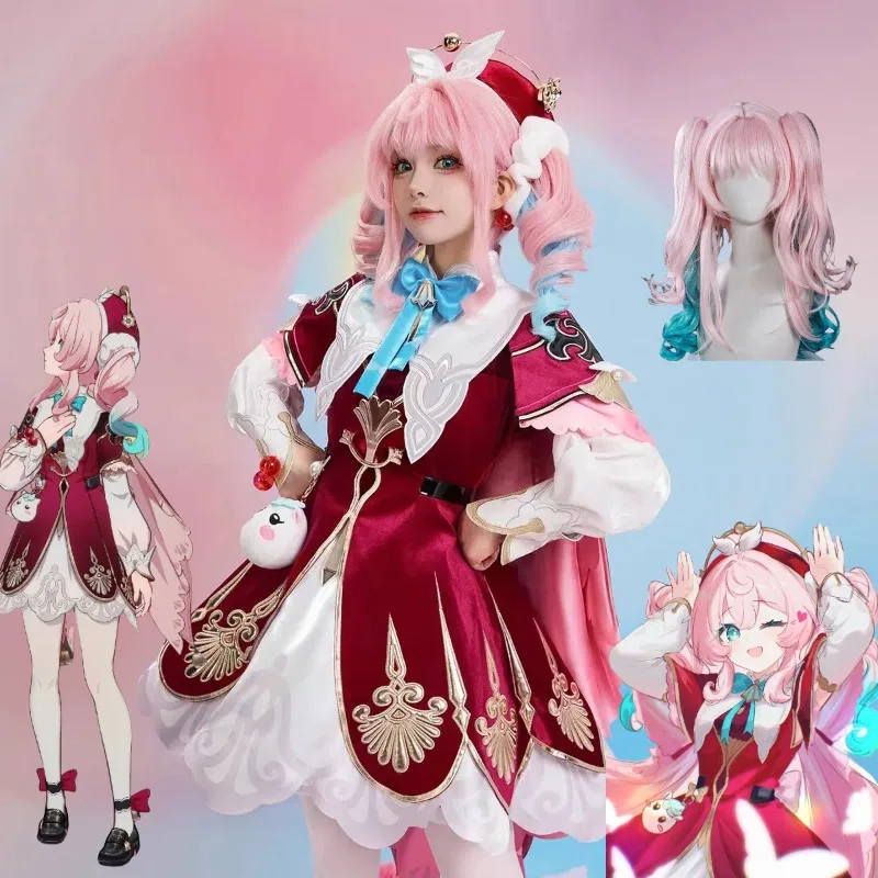 

Hyacine Cosplay Costume Game Honkai Star Rail Sweet Cute Red Lolita Dress with Accessories Role Play Outfit for Women Girls
