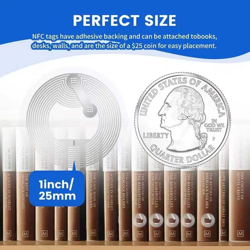 100Pcs NTAG213 Clear NFC Stickers Rewritable Google Review Tags for Android iOS NFC Smart Devices