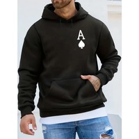 Cool Poker Spade Men's Print Print Casual Sweatshirt Kangaroo Pocket Long Sleeve Autumn/Winter Simple Long Sleeve Pullove