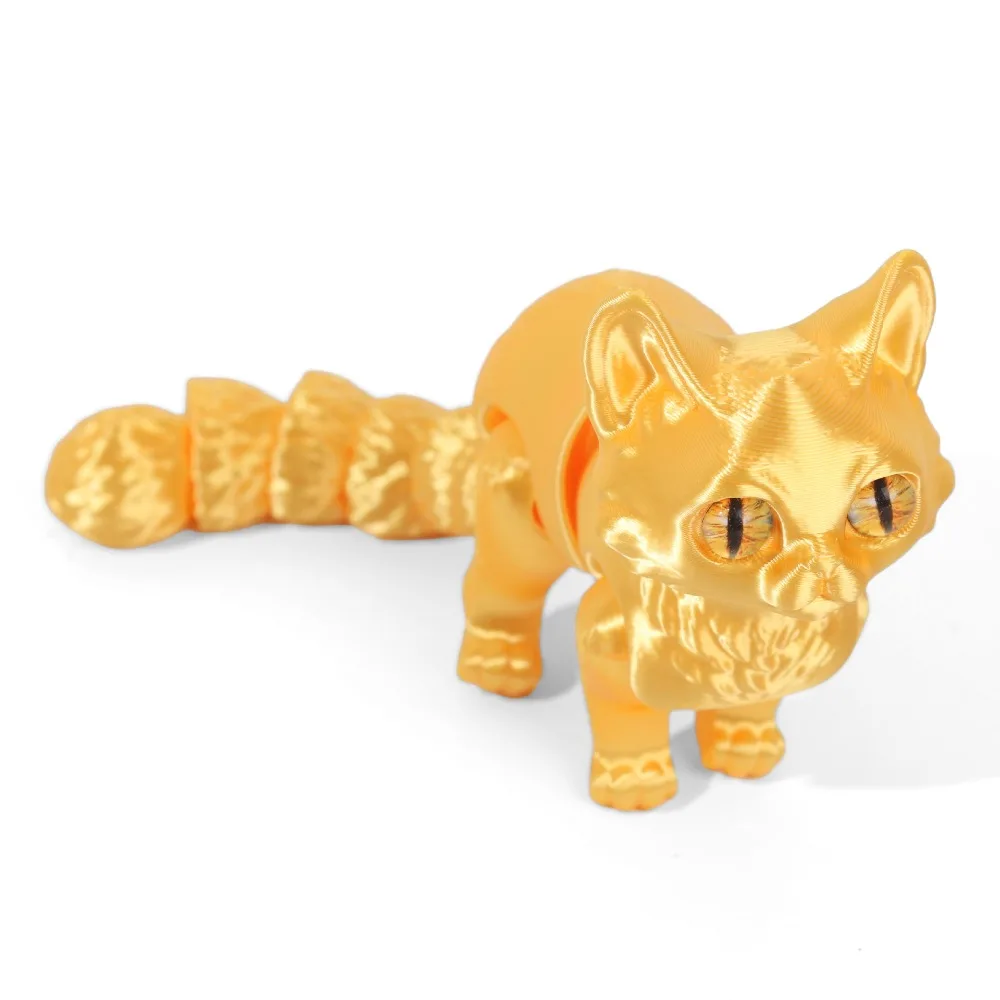 

Big Eyes 3D Printed Cat Model Plastic Material Creative Sculpture Articulated Cats Doll Cute Style 3D Printing Technology