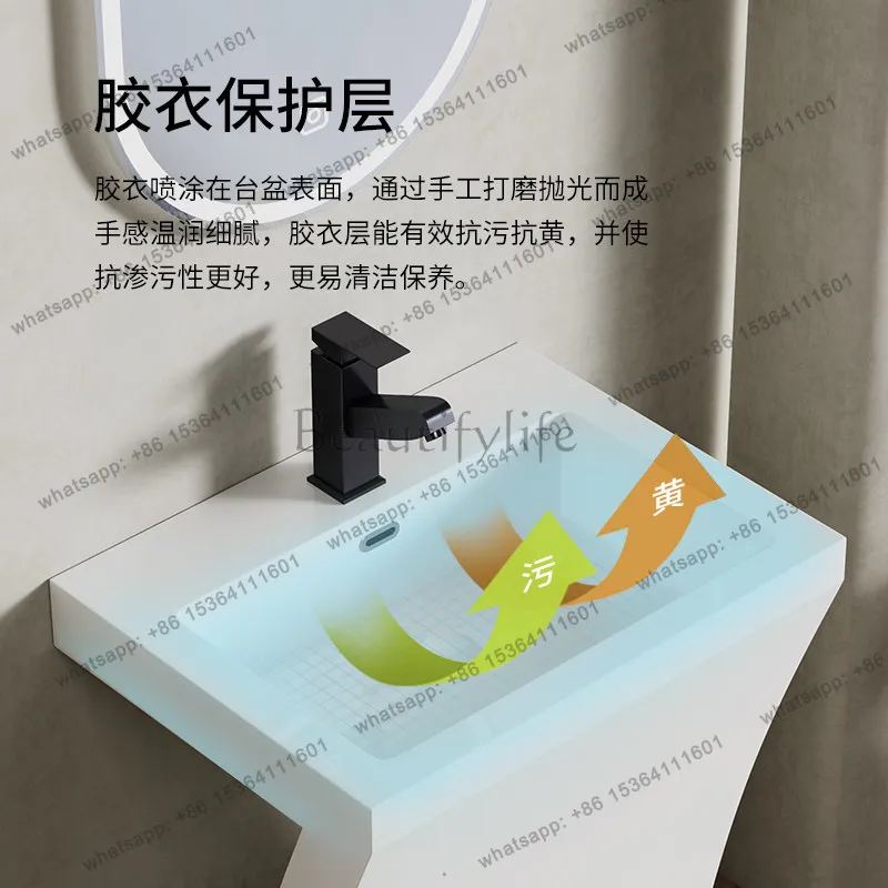 Creative column basin integrated molding artificial stone art floor type washbasin