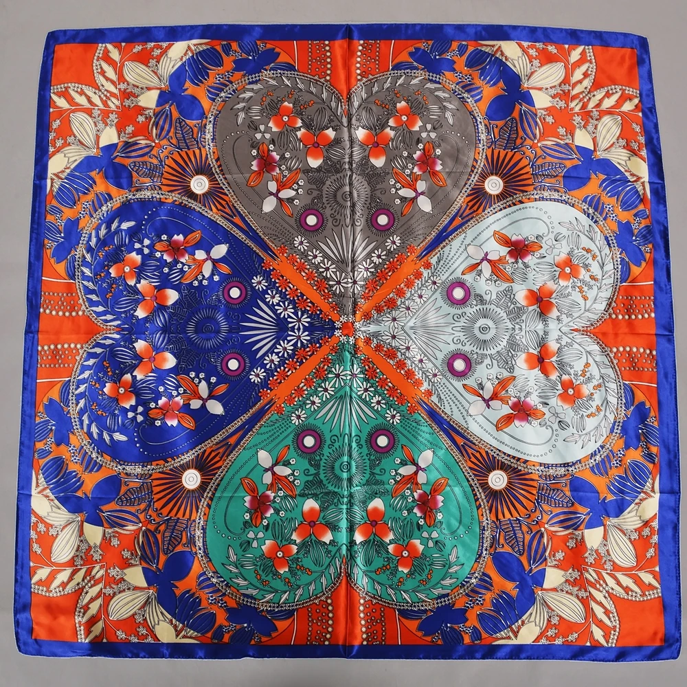 BYSIFA| New Orange Blue Women Scarves Shawls Elegant Floral Design Fall Winter Neck Scarf Fashion Spring Brand Silk Scarf Hijab