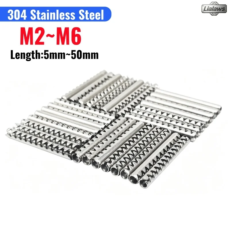 304 Stainless Steel Toothed Spring Hollow Cylindrical Pins Open Elastic Pin M2-M6 Car Flip Remote Key Fixing Pins