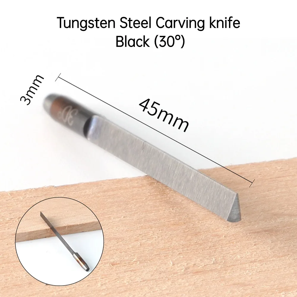 Micro-carving Jewelry Tungsten Steel Shovel Knife 30-180 Degree Black Pneumatic Engraving Tungsten Steel Carving Knife