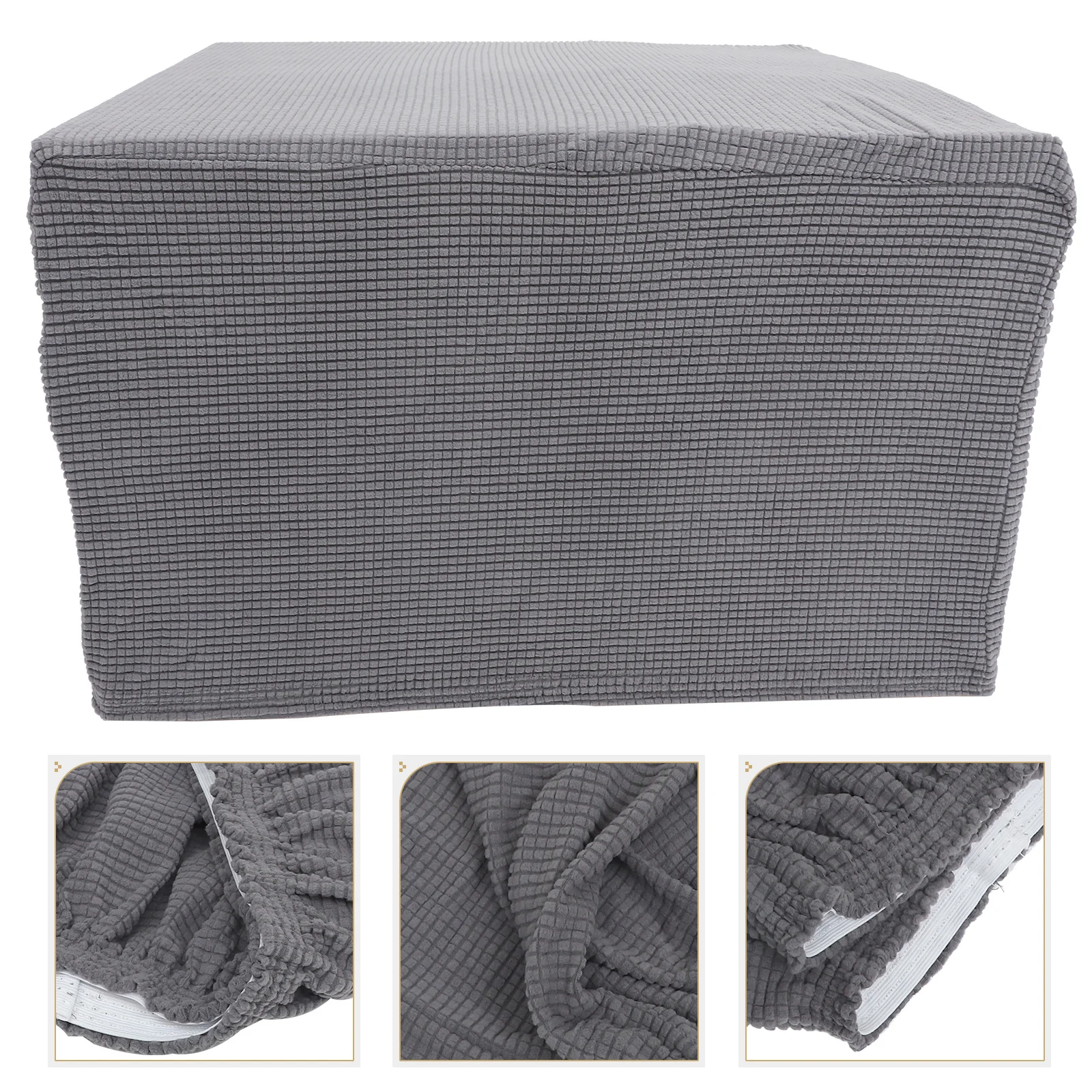 غطاء مقعد مربع قابل للتمدد بلون سادة ومسند للقدمين قابل للإزالة لكرسي الطعام وغطاء وسادة منخفض البراز للديكور #6