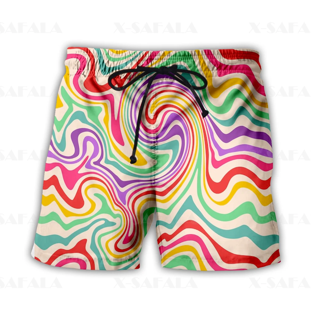 Short de plage trippy coloré pour homme, demi-pantalon de sport, hippicopter, psychédélique, vacances d'été,-11