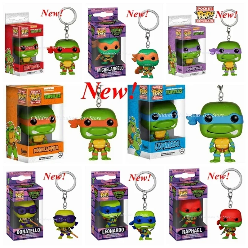 New 8 Styles Funko Pop Keychains Turtles Michelangelo Leonardo Donatello Raphael Action Figure Toys Accessories Keychain Gift