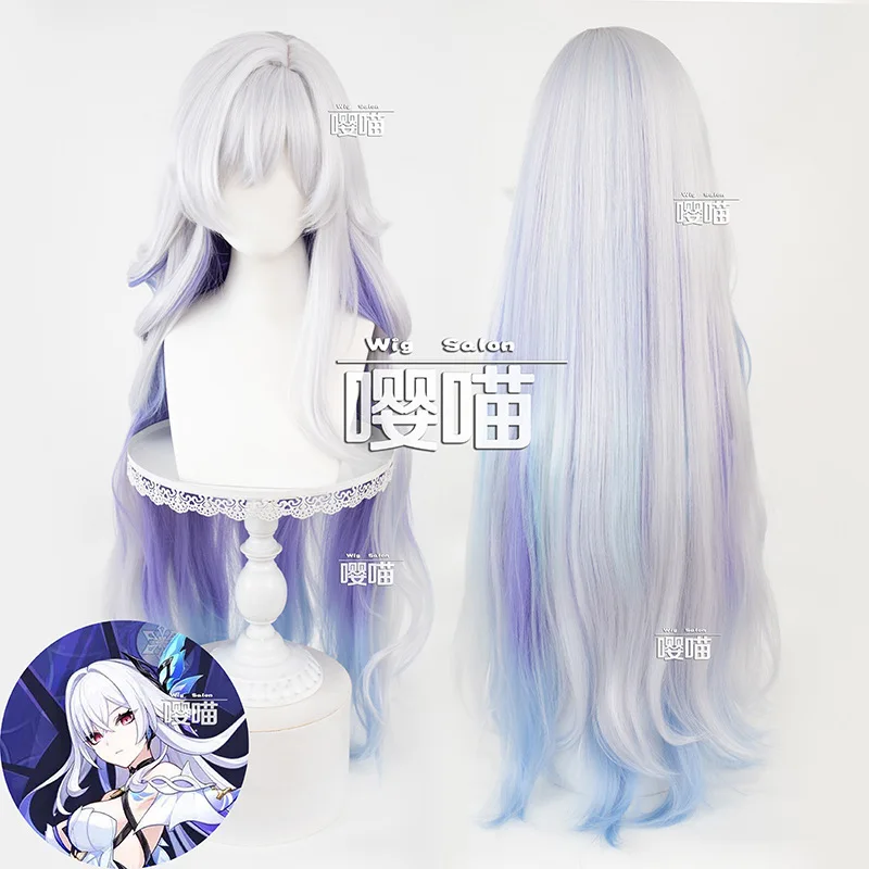 วิกผมคอสเพลย์ Genshin Impact สีม่วงไล่ระดับสีน้ำเงิน วิกผมยาวหยักศกสำหรับผู้หญิงและเด็กผู้หญิง คริสตัลลินา ทาร์ตาลีอา สำหรับงานเทศกาลและสวมบทบาท