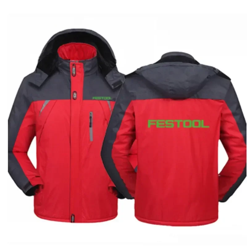 2023 High Quality New Winter Festool Tools Logo Jackets Men Clothing Warm Coat Windproof Thicken Hooded  Outwear Casual Overcoat