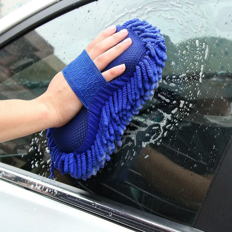 Car Washing Sponge Chenille Coral Velvet Large Special Plush Car Cleaning Gloves Water Absorption Thickening Durable ﻿