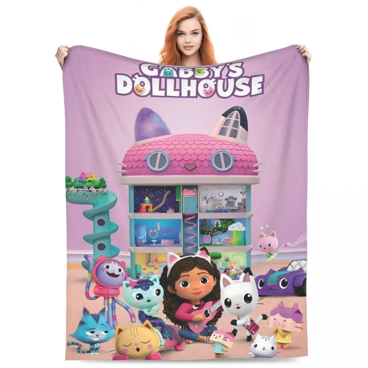 G-Gabby's Magic House Flannel Throw Blanket G-Gabbys Girl Dollhouse Blanket for Bedding Outdoor Warm Bedding Throws