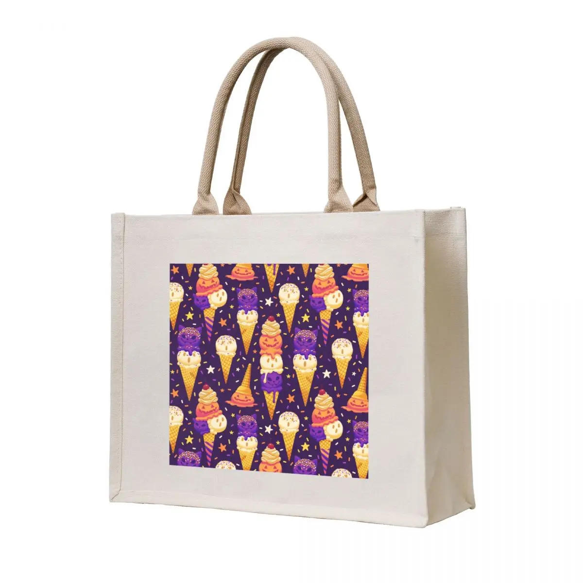

Spooky Ice Cream Friends on Purple Tote Bag tote bags aesthetic tote bag men's Shopper bag
