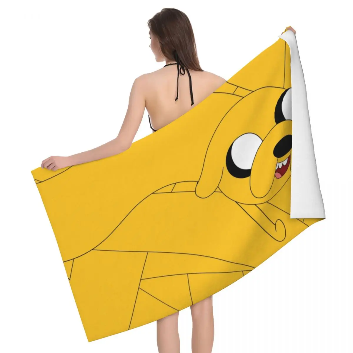 Custom Bendy Jake Bath Beach Towel Microfiber Adventure Time Travelling Swimming Camping Towels