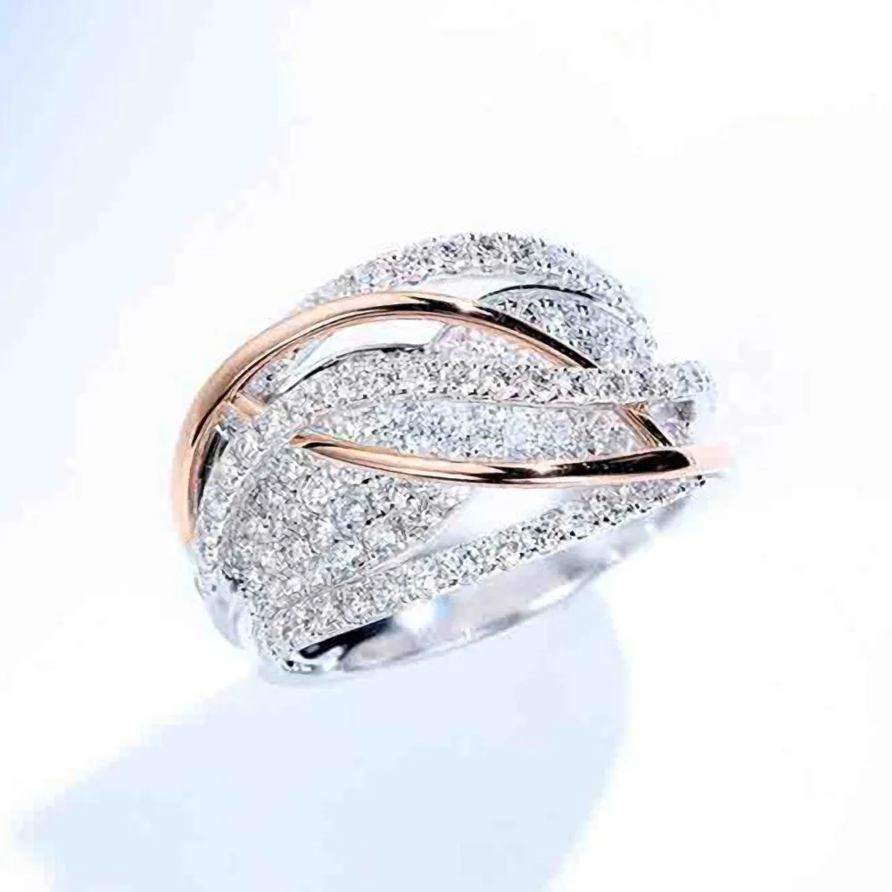 anillos mujer boda tous joyería mujer anillos aesJoyería de lujo para mujer, anillos de circonia cúbica con envoltura cruzada de oro rosa para mujer, bandas de compromiso para novia, anillo de boda, Día de San Valentín