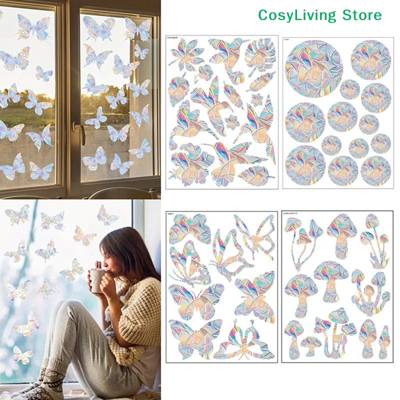 [CL] Anti-Kollisions-Fensteraufkleber, nicht klebende, prismatische Fensterfolien zum Schutz von Vögeln vor Fenstern, Regenbogen-Aufkleber[CL]
