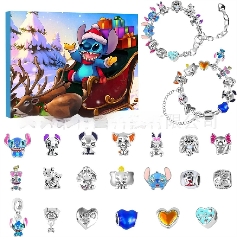 Navidad Halloween nuevo pegatina pulsera estilo caja de regalo embalaje joyería 24 rejillas caja ciega juguete de dibujos animados figura embalaje