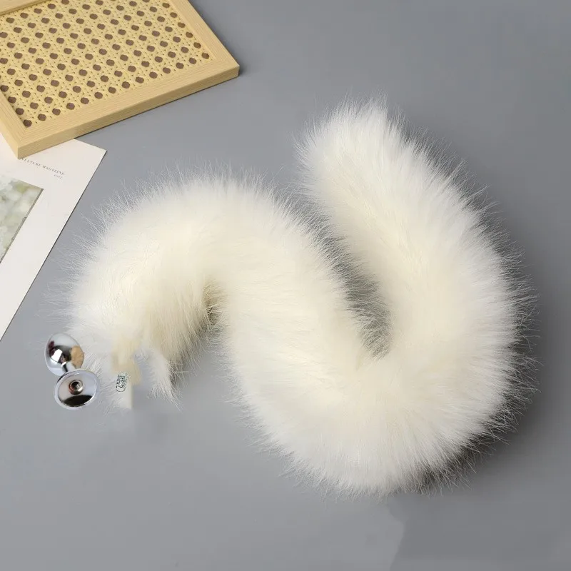 Artificial Fur Fox Tail Cosplay Anal Sex Toys with Detachable Smooth Touch Metal Butt Plug for Couple Adult Supplies Sex Shop