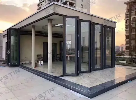 Customize Exterior Sliding Patio Bi Folding Door Balcony Doors Aluminum Bi-Fold Accordion Door Aluminum Bifold Door