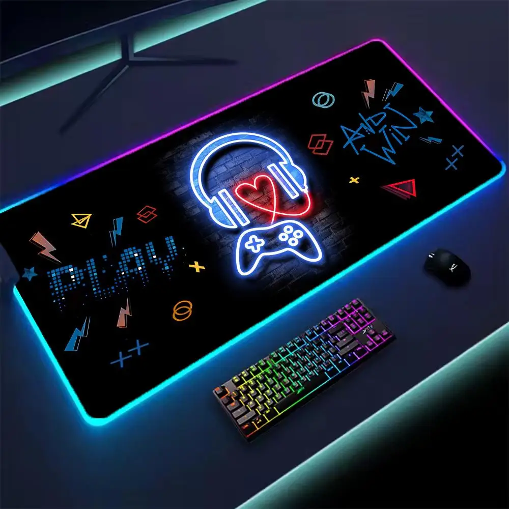 

Геймпад RGB, большой коврик для мыши, геймерская светодиодная подсветка, светящаяся геймерская нескользящая резиновая клавиатура, XL, килимок для киберспорта, ноутбука, офисного стола