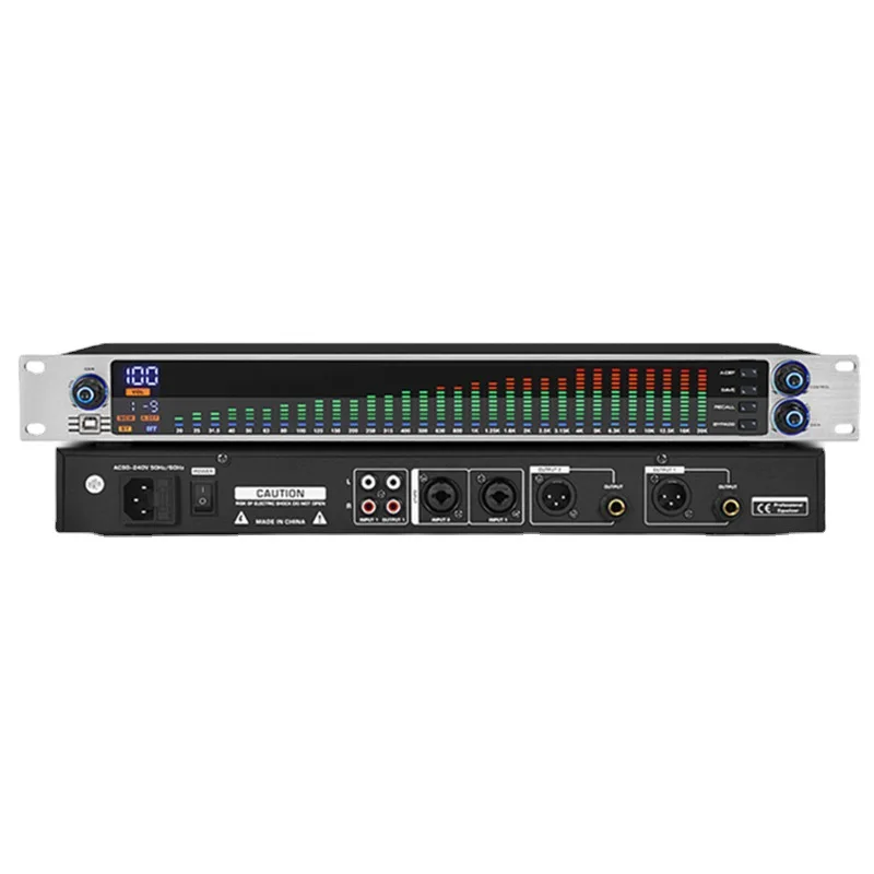 31-Band-EQ, Professioneller Equalizer für Zuhause und Bühne, Digitaler Audio-Prozessor für hohe, mittlere und tiefe Frequenzen, Rauschunterdrückung