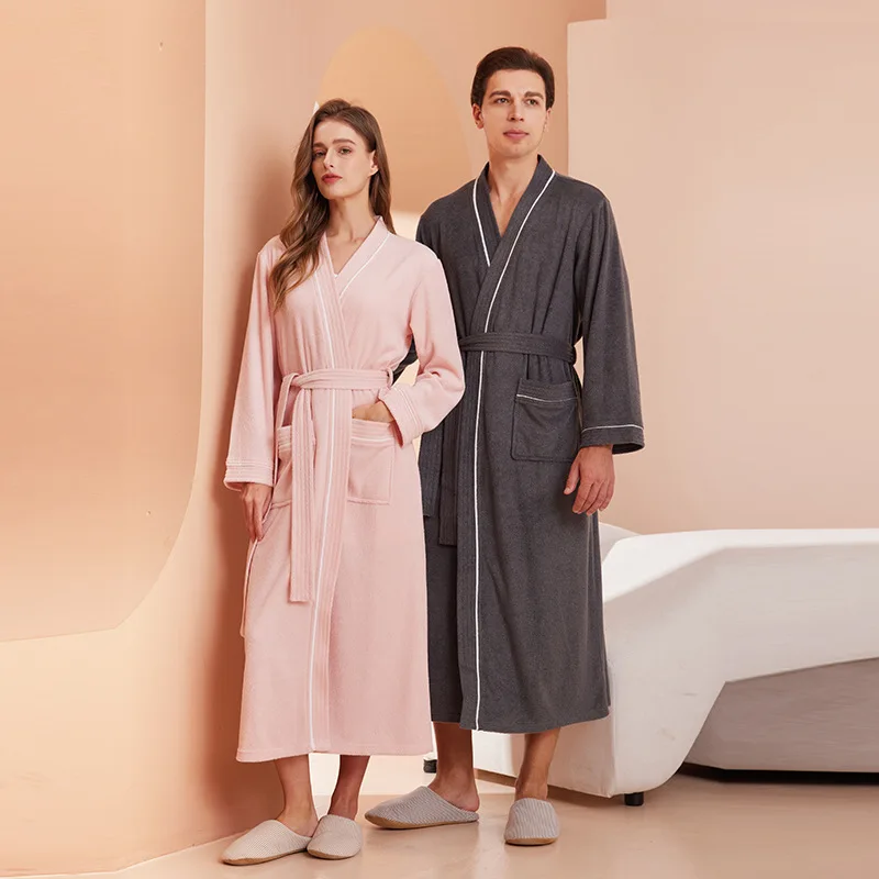 

New Couple Bathrobe, Towel Material, Yukata, Long Sleeved Bath Towel, Water Absorbing and Quick Drying, Summer Four Season Style