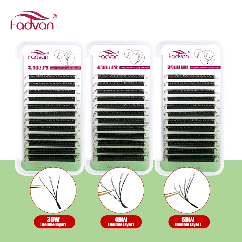 Fadvan Double Layers W Shape 6D/8D/10D W Lashes Eyelashes Extension Premade Volume Fan Natural Soft Automatic Flowering Lashes