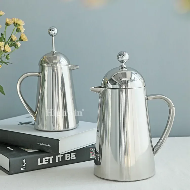 Double-layer 304 stainless steel French press pot tea maker home coffee pot coffee milk froth milk maker