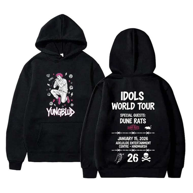 

Rocker Yungblud IDOLS World Tour 2026 Hoodie Men Women Retro Rock Gothic Hooded Tracksuit Male Casual Oversized Pullover Hoodies