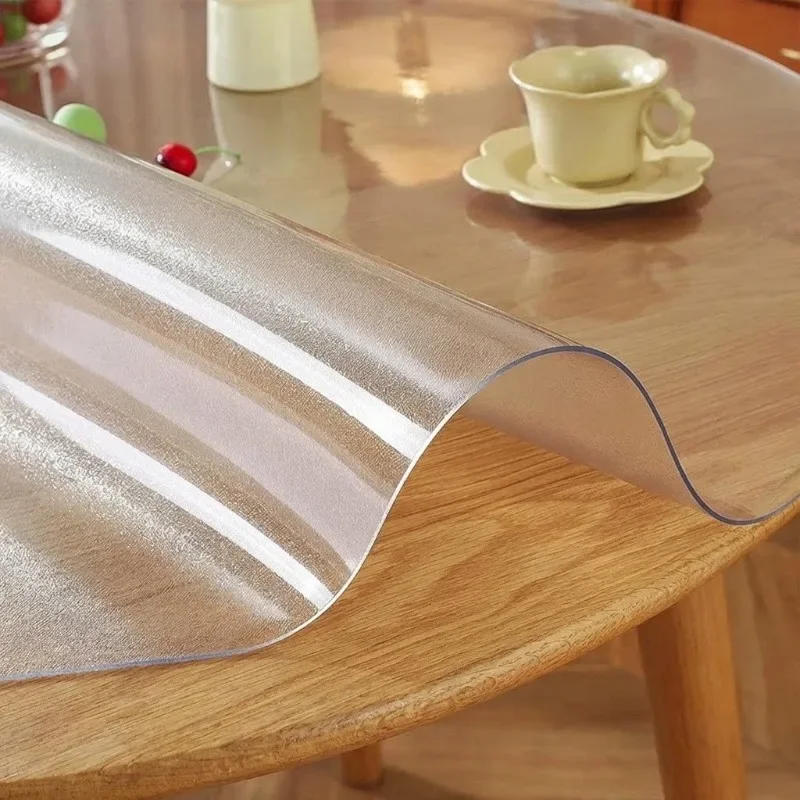 Round Clear Protector Mat Transparent Soft Glass Table Cover Waterproof Oilproof Anti-Scratch Table Pad for Dining Coffee Table