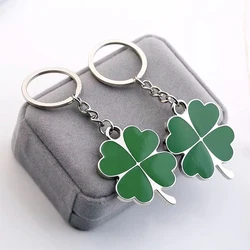 1pc Creative Lucky Four-Leaf Clover Keychain Couple Bag Charms Accessories Metal Foliage Shape Car Key Ring Party Gift