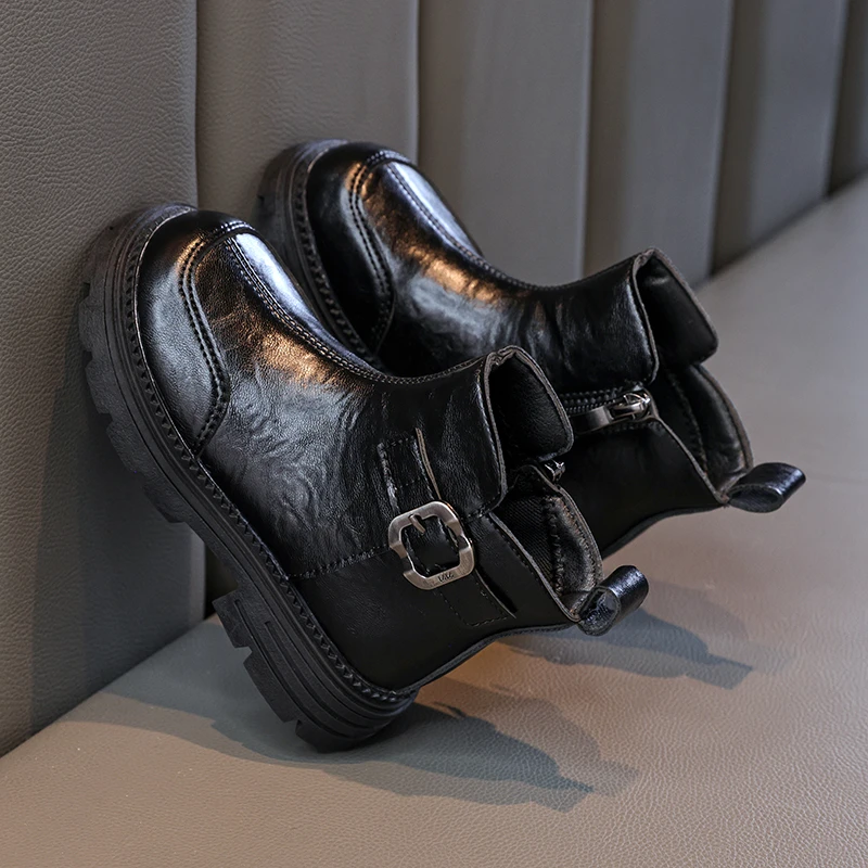 2025 حار بيع الخريف/الشتاء جديد دافئ الفتيات أحذية بوت قصيرة المألوف النمط البريطاني لينة المضادة للانزلاق منخفضة الارتفاع الكاحل أحذية من الجلد