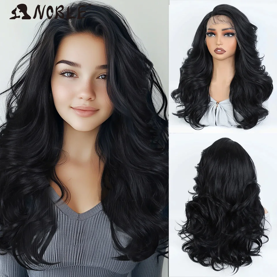 Noble Synthetic Lace Front Wigs For Women Body Wave Lace Wig 22 inch Ombre Chocolate Brown Blonde Wigs Cosplay Lace Front Wig