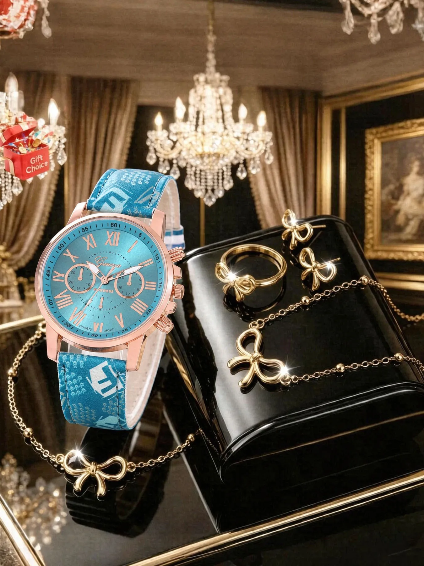 Three-eye fashion watch with leather strap for women, Swiss quartz watch, simple and multi-colored