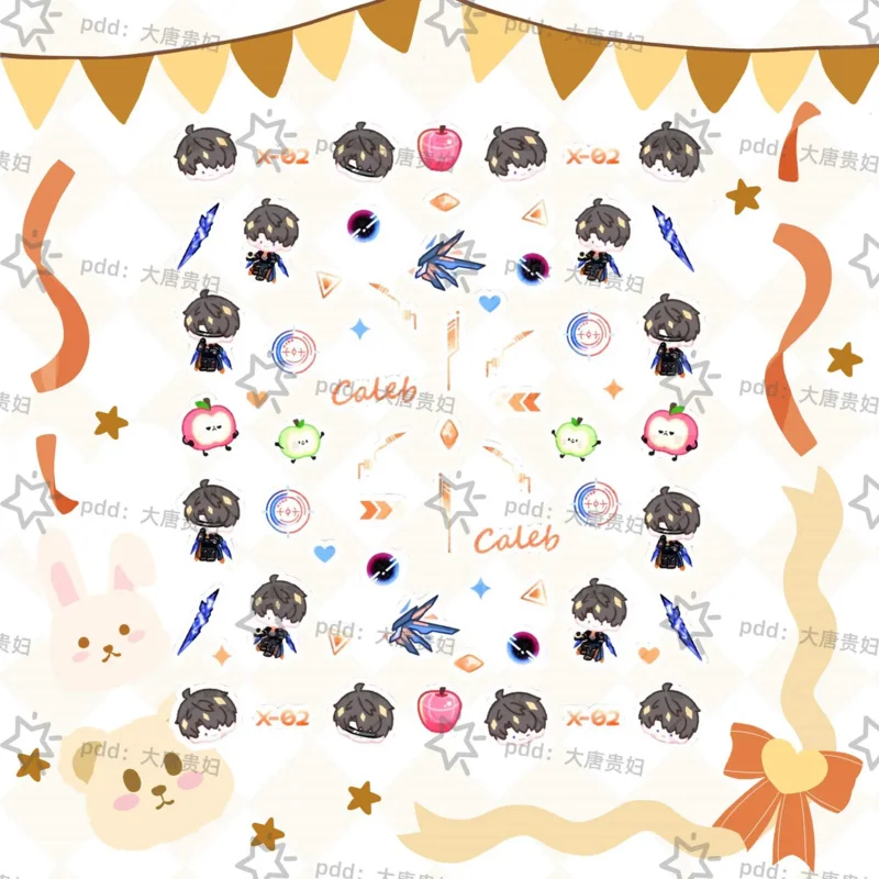 Love and Deepspace Caleb Penholder Sticker Q Version Manicure Decorate Nails Paster Relief Cute Decals Anime Gift