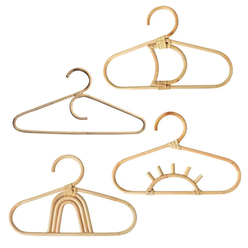 Rattan Hanger Kids Garments Organizer Rack Hat Hanging Hook Wall Hooks Kids Room Decor Hanger Rattan Children\'s Hanger