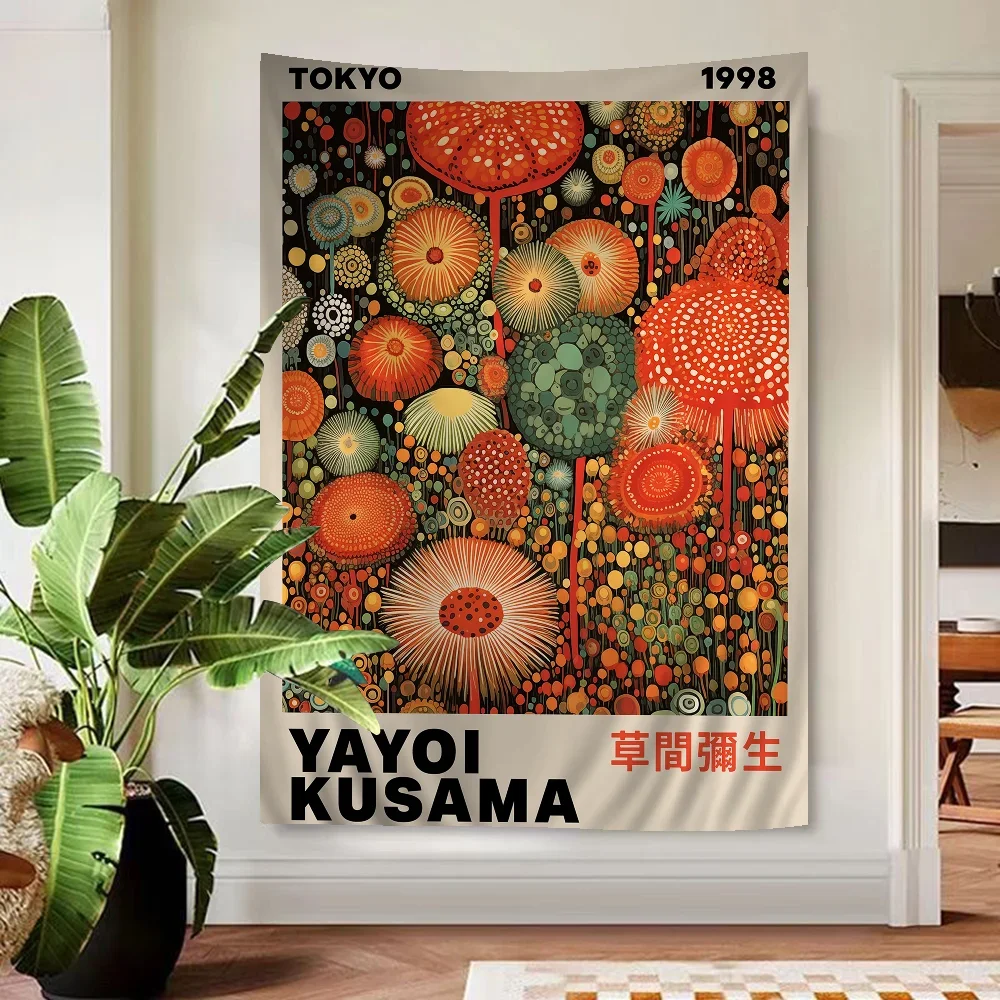 Abstract Yayoi Kusama Anime Tapestry Hanging Tarot Hippie Wall Rugs Dorm Home Decor