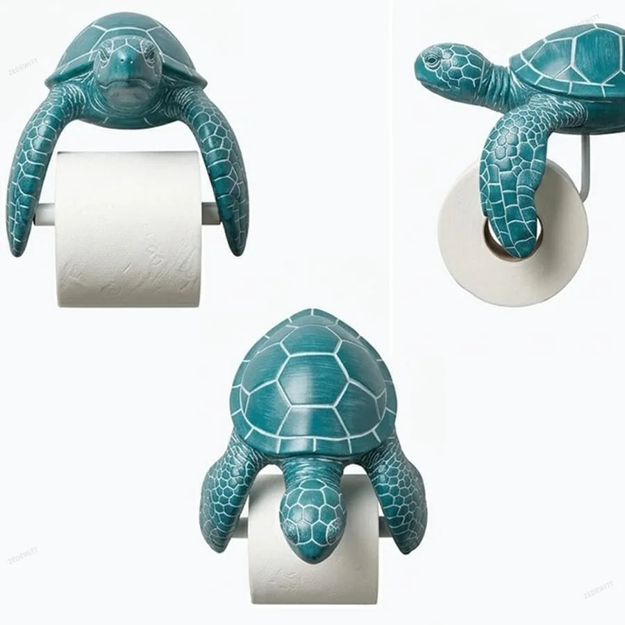 Coastal Themed 3D Printed Turtle Toilet Paper Holder No Drilling Wall Mounted Tissue Rack Easy Install Bathroom Decor Accessory view 6