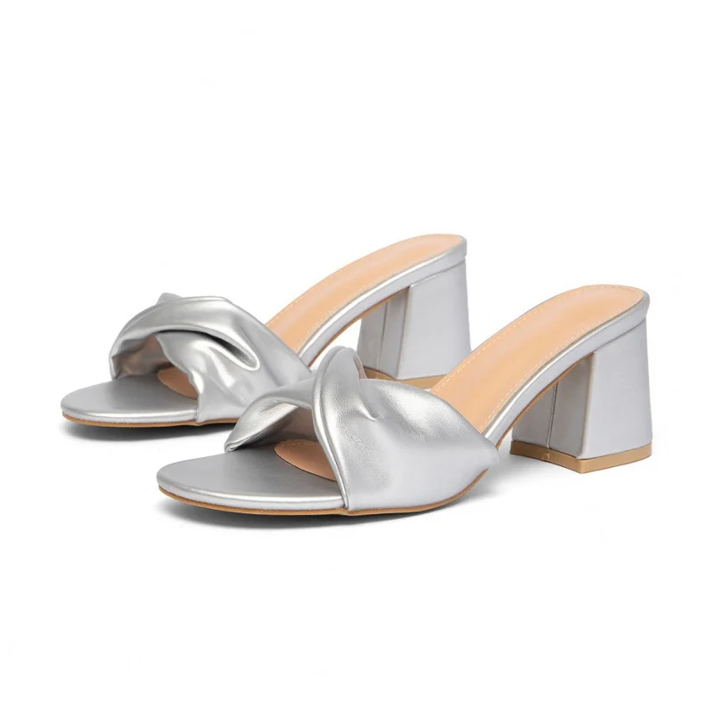 Women's Shoes 2026 Summer New French Fashion High Heels Chunky Heel Sandals