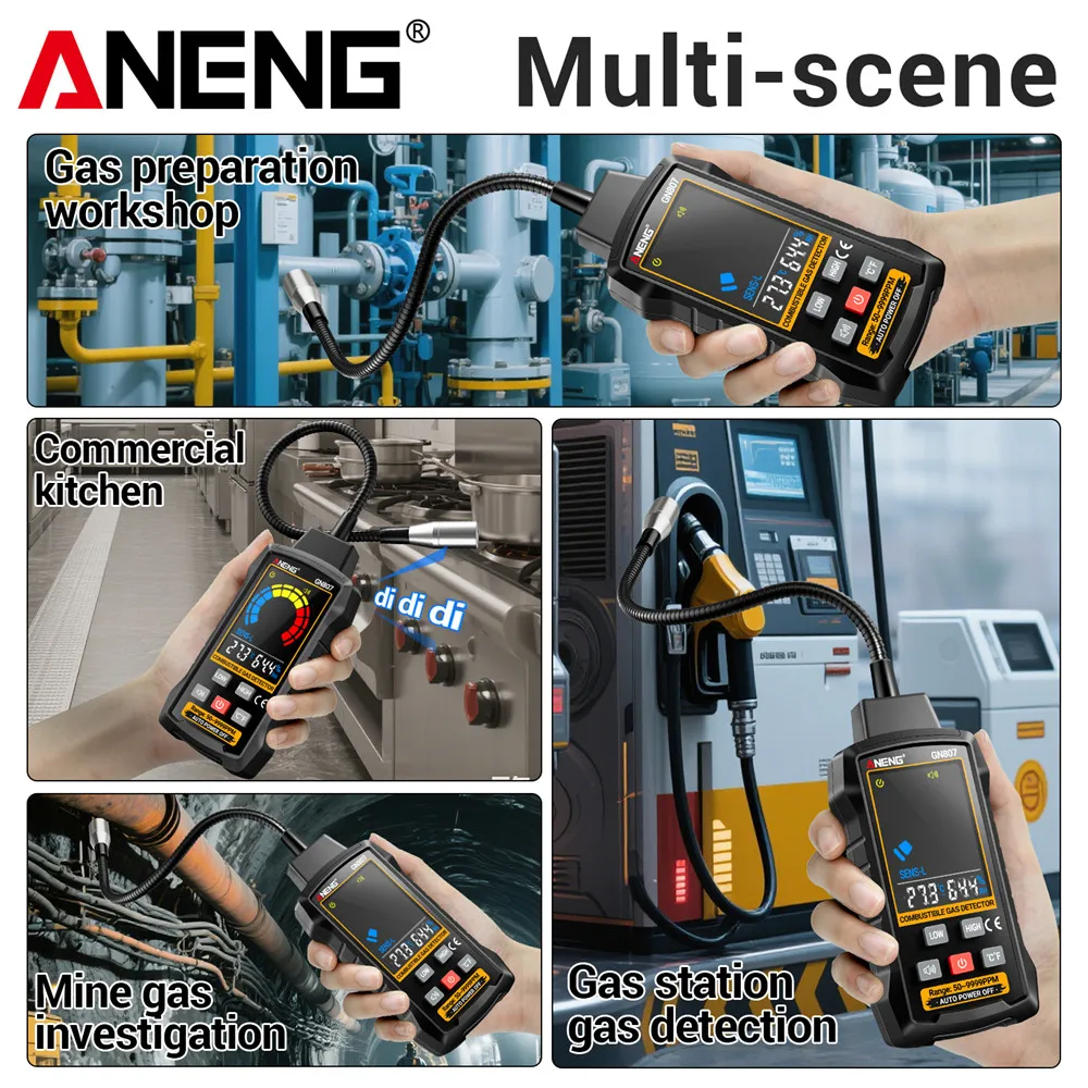 

ANENG GN807 Combustible Gas Detector of Detection Various Gases Detection Sound And Light Alarm 50~10000PPM Methane Tester Tools